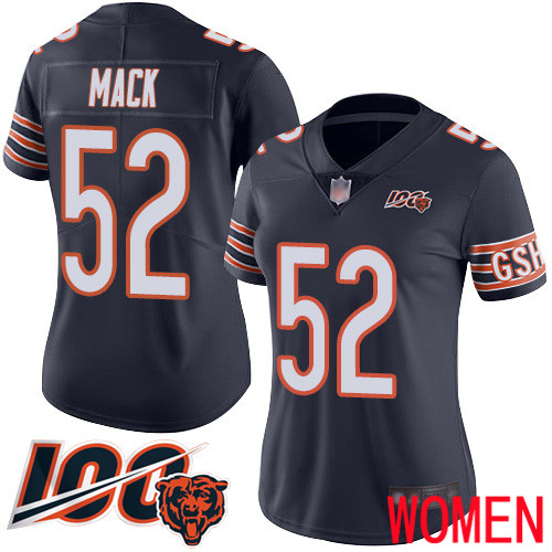 Chicago Bears Limited Navy Blue Women Khalil Mack Home Jersey NFL Football #52 100th Season->women nfl jersey->Women Jersey